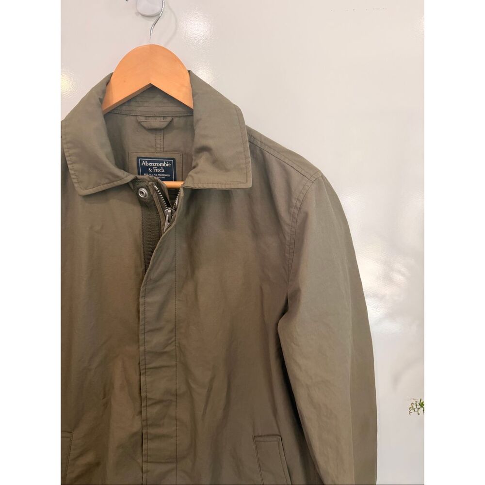 Abercrombie Fitch Olive Trench Coat Jacket S NWOT - Picture 2 of 6